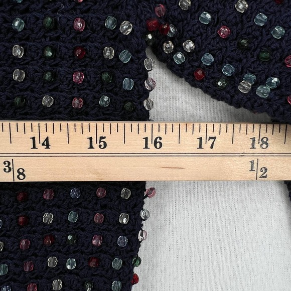 DOEN Dress Womens Large Navy Blue Solandis Knitted Beaded Mini Short NWT - Picture 13 of 16